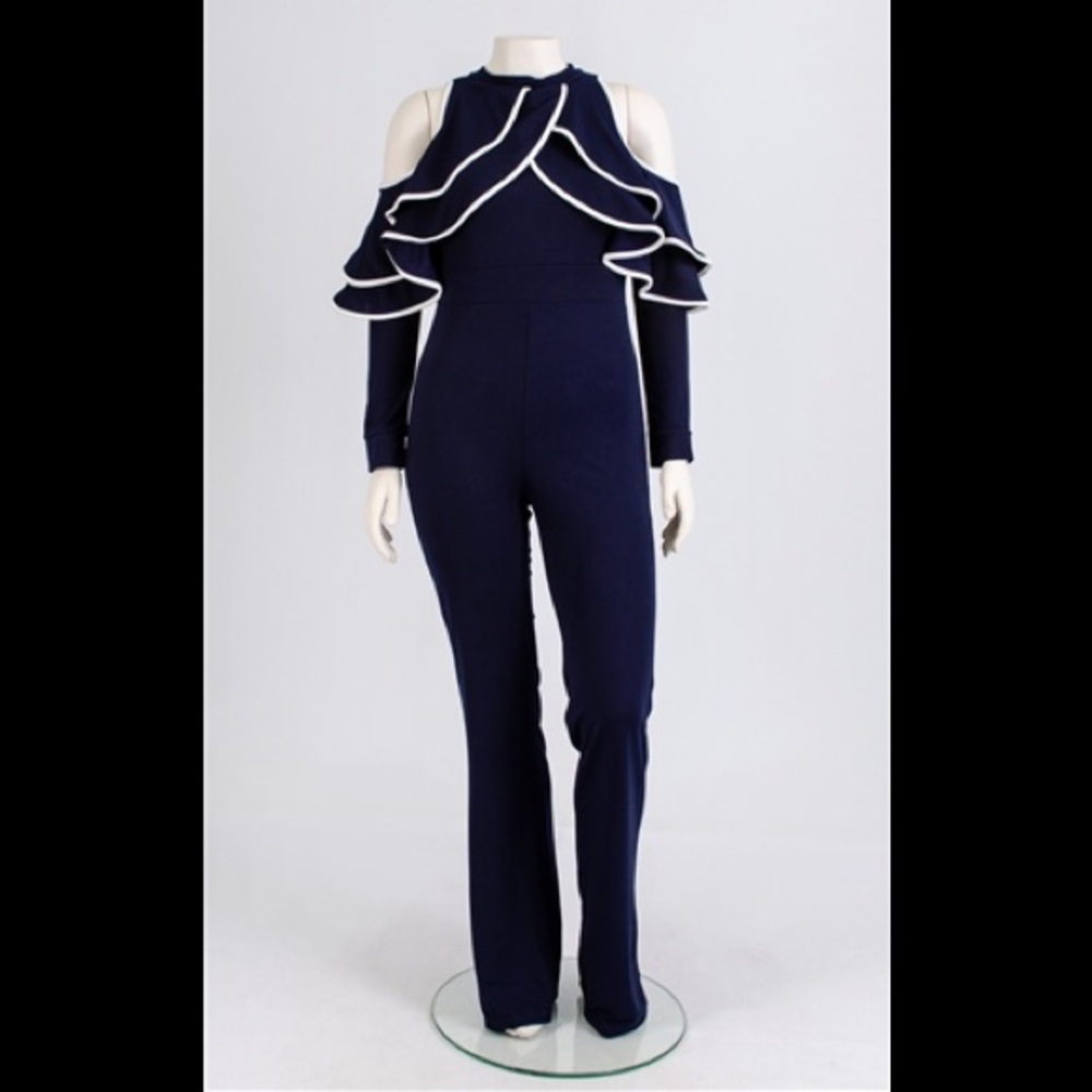 Navy Blue Ruffle Jumpsuit